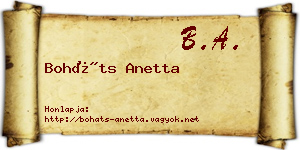 Boháts Anetta névjegykártya